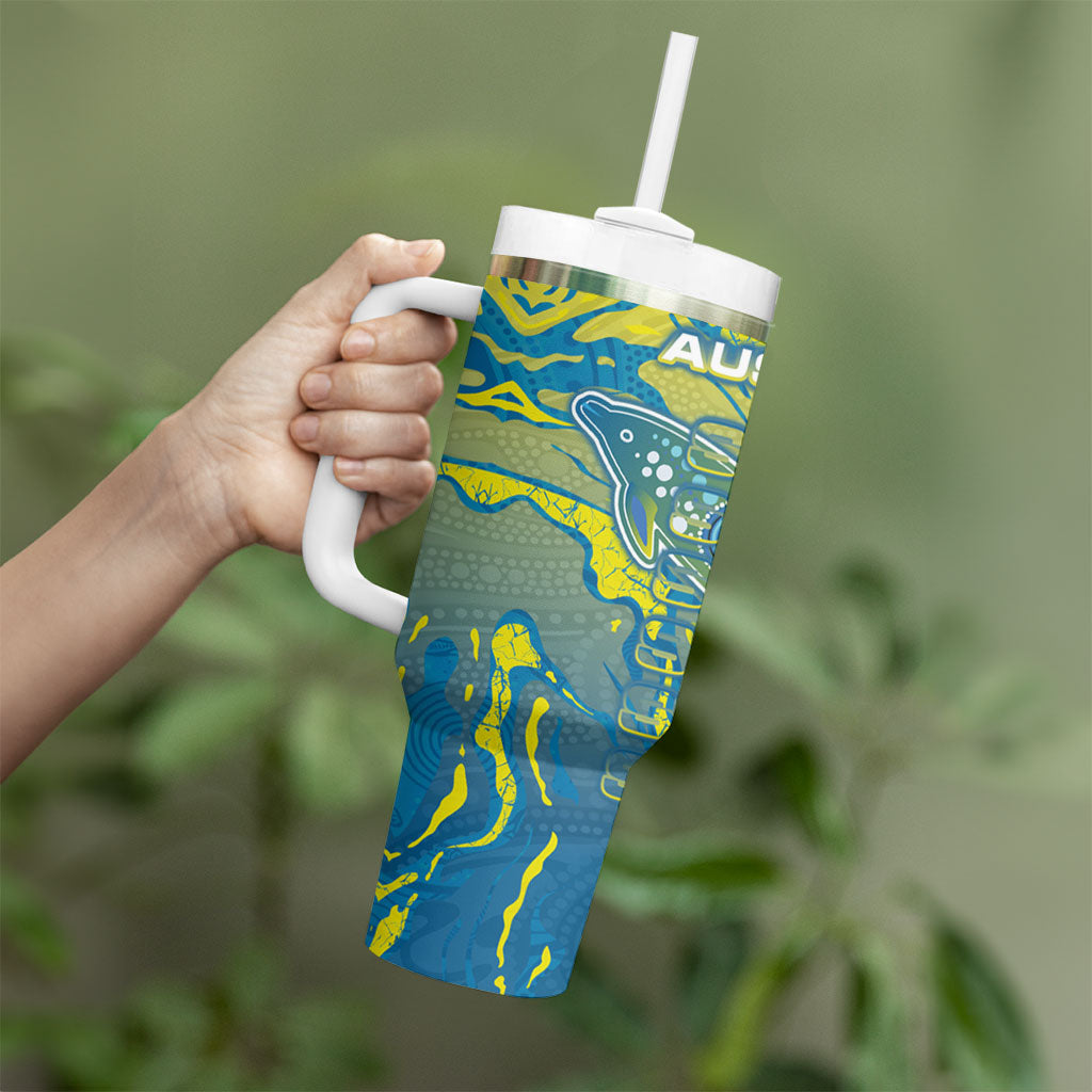 Australia National Swimming Team Tumbler With Handle Aboriginal Shark Dot Pattern Ocean Art