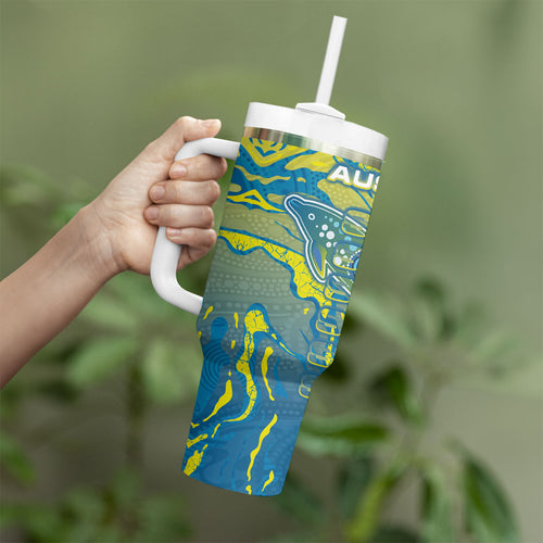 Australia National Swimming Team Tumbler With Handle Aboriginal Shark Dot Pattern Ocean Art