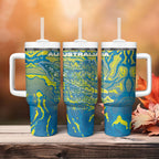 Australia National Swimming Team Tumbler With Handle Aboriginal Shark Dot Pattern Ocean Art
