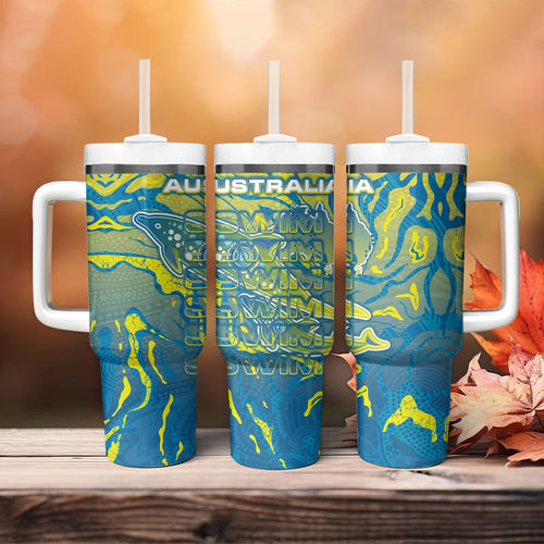 Australia National Swimming Team Tumbler With Handle Aboriginal Shark Dot Pattern Ocean Art