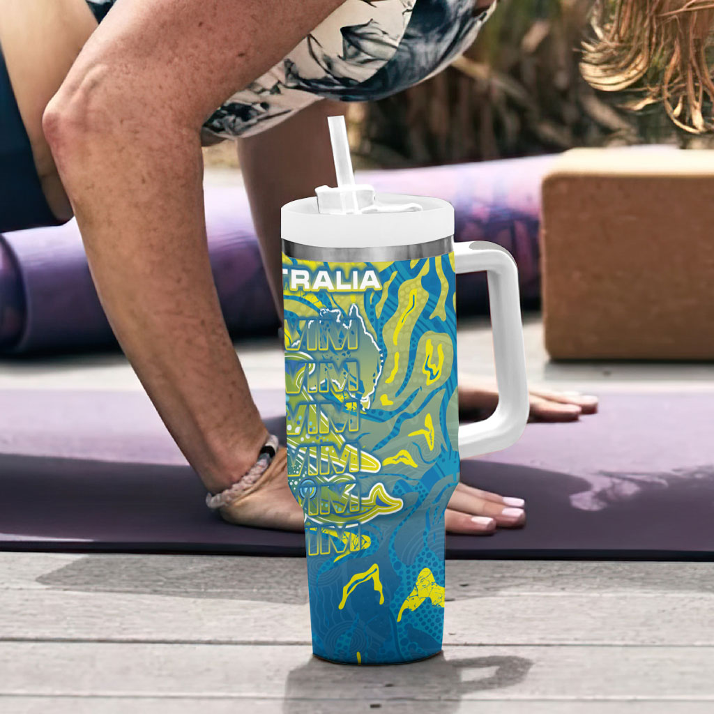 Australia National Swimming Team Tumbler With Handle Aboriginal Shark Dot Pattern Ocean Art