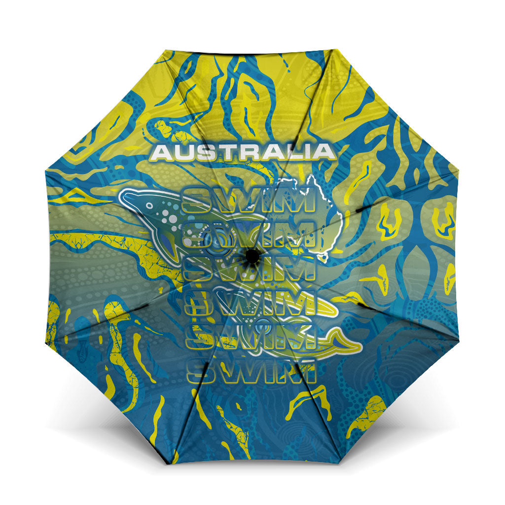 Australia National Swimming Team Umbrella Aboriginal Shark Dot Pattern Ocean Art