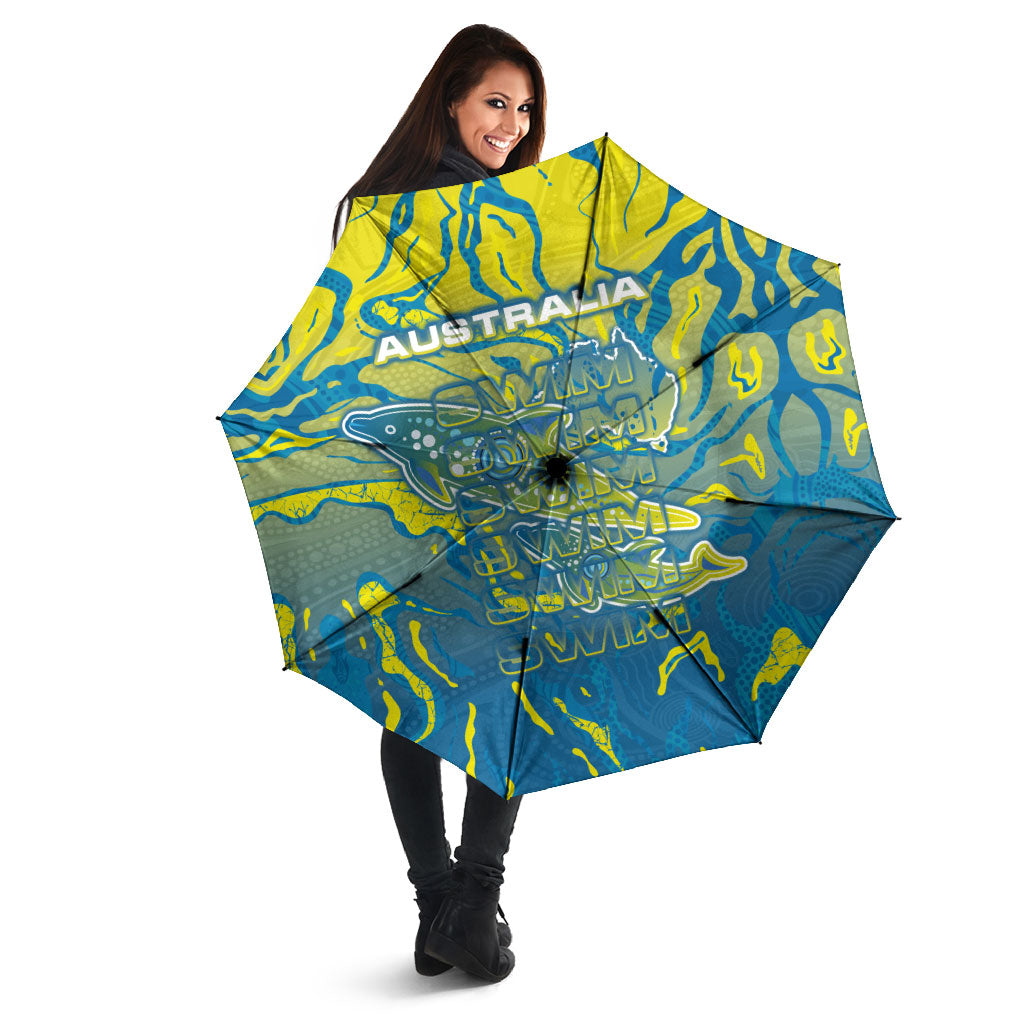 Australia National Swimming Team Umbrella Aboriginal Shark Dot Pattern Ocean Art