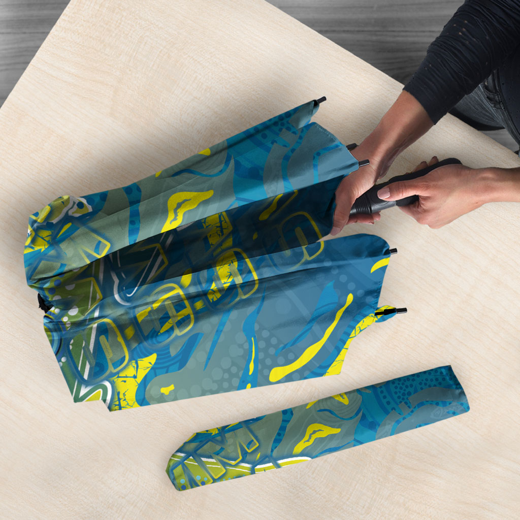 Australia National Swimming Team Umbrella Aboriginal Shark Dot Pattern Ocean Art