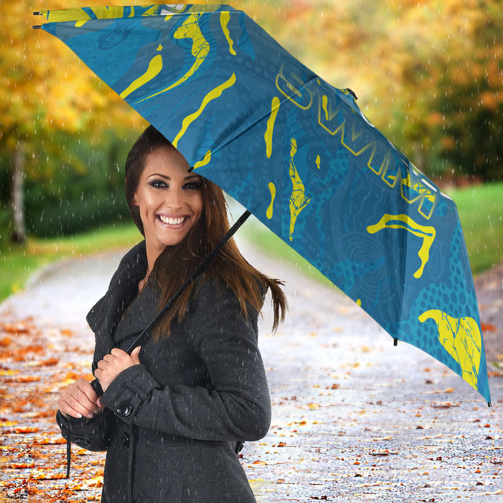 Australia National Swimming Team Umbrella Aboriginal Shark Dot Pattern Ocean Art