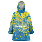 Australia National Swimming Team Wearable Blanket Hoodie Aboriginal Shark Dot Pattern Ocean Art