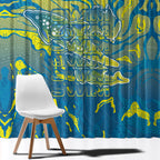 Australia National Swimming Team Window Curtain Aboriginal Shark Dot Pattern Ocean Art