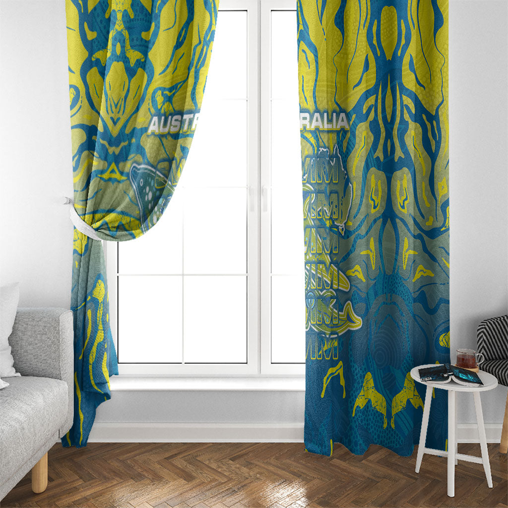 Australia National Swimming Team Window Curtain Aboriginal Shark Dot Pattern Ocean Art
