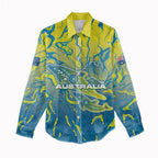 Australia National Swimming Team Women Casual Shirt Aboriginal Shark Dot Pattern Ocean Art