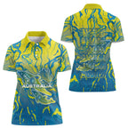 Australia National Swimming Team Women Polo Shirt Aboriginal Shark Dot Pattern Ocean Art