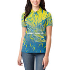 Australia National Swimming Team Women Polo Shirt Aboriginal Shark Dot Pattern Ocean Art