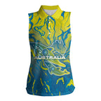 Australia National Swimming Team Women Sleeveless Polo Shirt Aboriginal Shark Dot Pattern Ocean Art