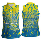 Australia National Swimming Team Women Sleeveless Polo Shirt Aboriginal Shark Dot Pattern Ocean Art