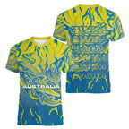 Australia National Swimming Team Women V-Neck T-Shirt Aboriginal Shark Dot Pattern Ocean Art