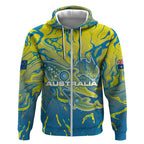 Australia National Swimming Team Zip Hoodie Aboriginal Shark Dot Pattern Ocean Art