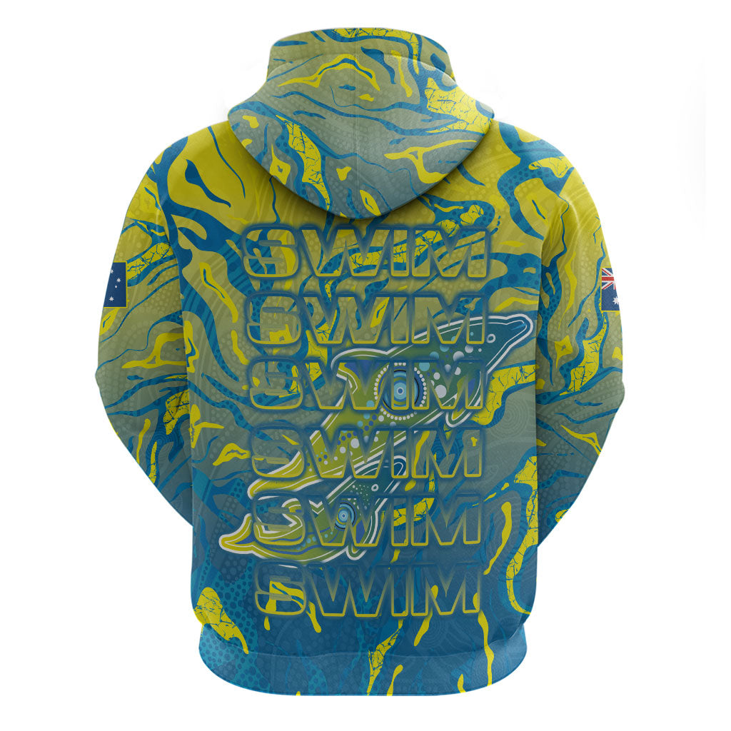 Australia National Swimming Team Zip Hoodie Aboriginal Shark Dot Pattern Ocean Art