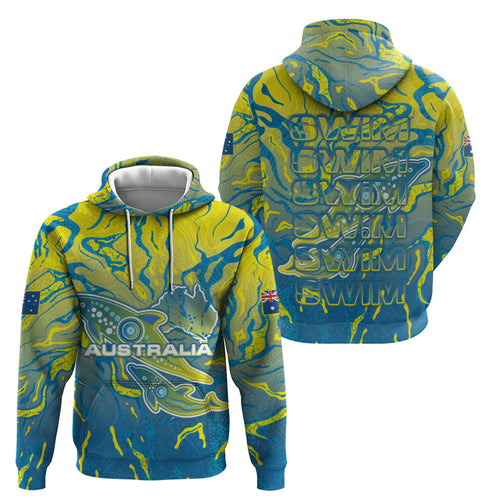 Australia National Swimming Team Zip Hoodie Aboriginal Shark Dot Pattern Ocean Art