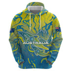 Australia National Swimming Team Zip Hoodie Aboriginal Shark Dot Pattern Ocean Art