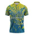 Australia National Swimming Team Zipper Polo Shirt Aboriginal Shark Dot Pattern Ocean Art