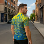 Australia National Swimming Team Zipper Polo Shirt Aboriginal Shark Dot Pattern Ocean Art