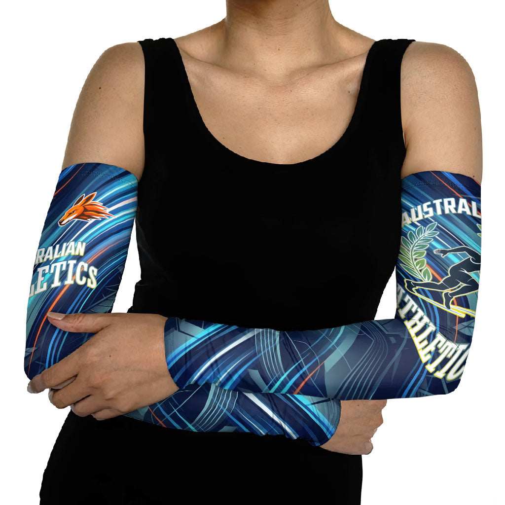 Australian Athletics Arm Sleeves Geometric Digital Sport Motion Art