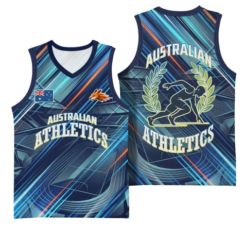 Australian Athletics Basketball Jersey Geometric Digital Sport Motion Art