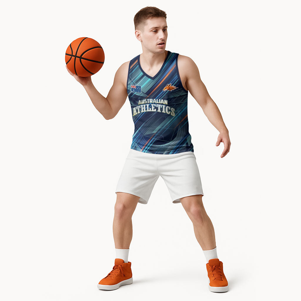 Australian Athletics Basketball Jersey Geometric Digital Sport Motion Art