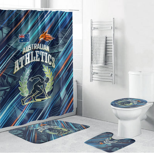 Australian Athletics Bathroom Set Geometric Digital Sport Motion Art