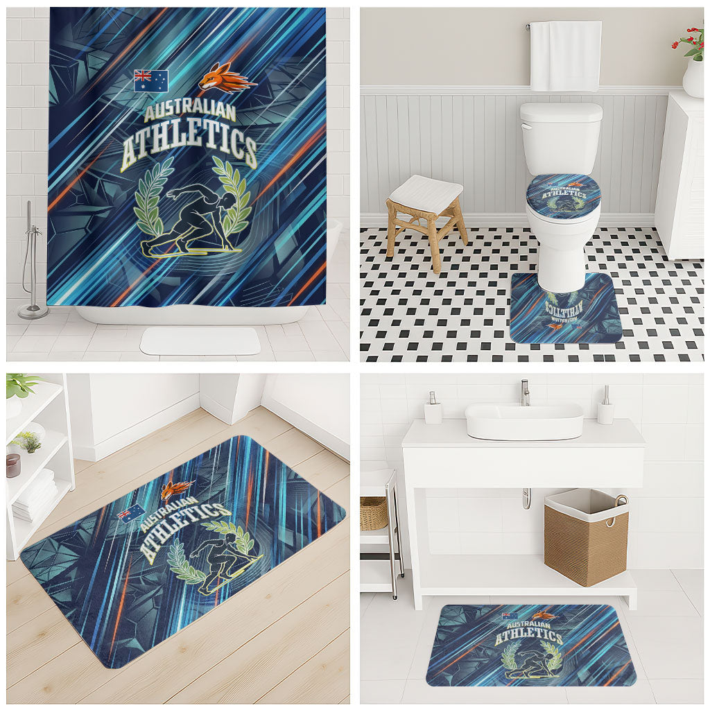 Australian Athletics Bathroom Set Geometric Digital Sport Motion Art