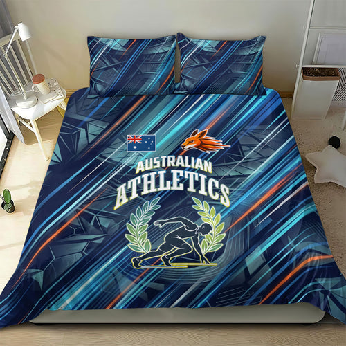 Australian Athletics Bedding Set Geometric Digital Sport Motion Art