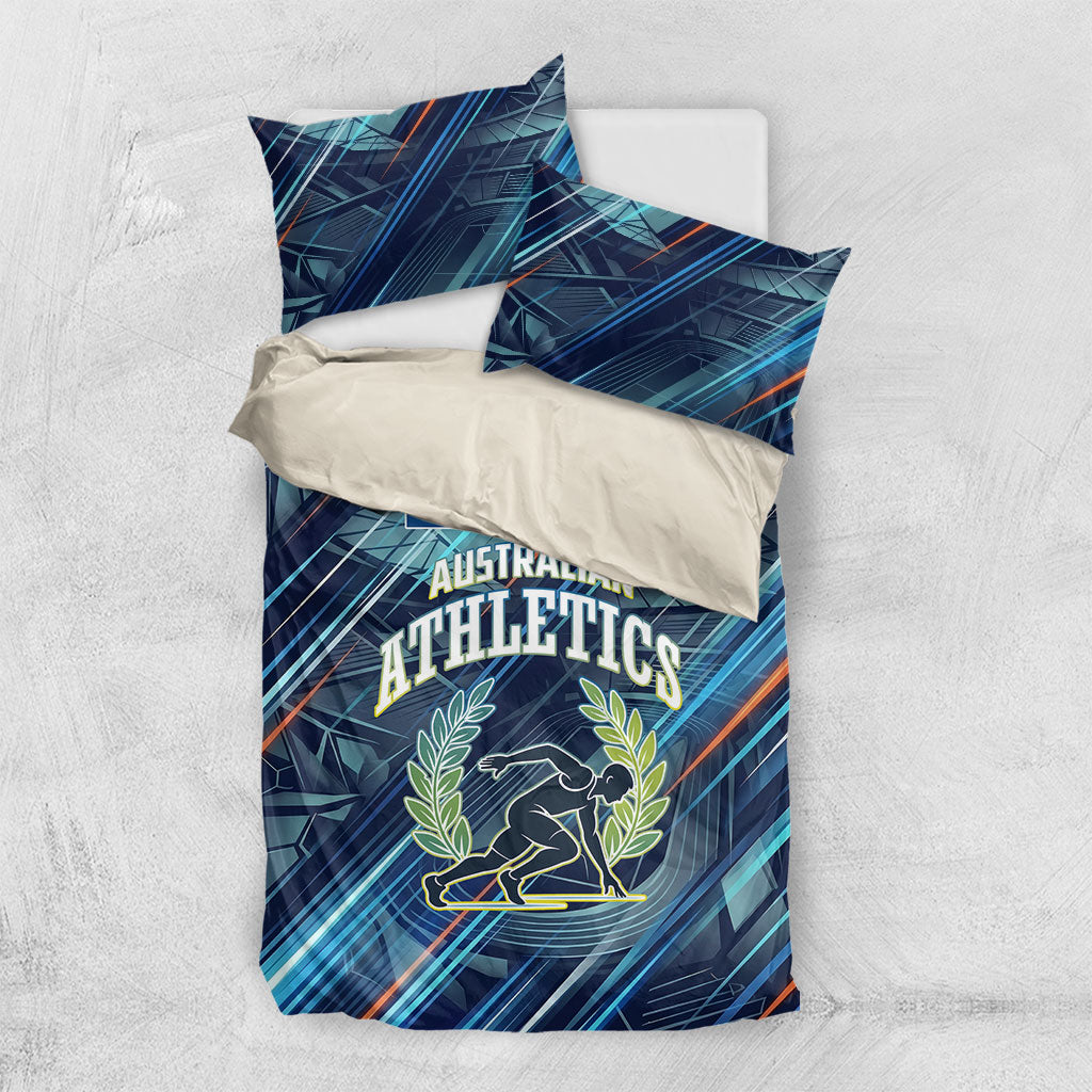 Australian Athletics Bedding Set Geometric Digital Sport Motion Art