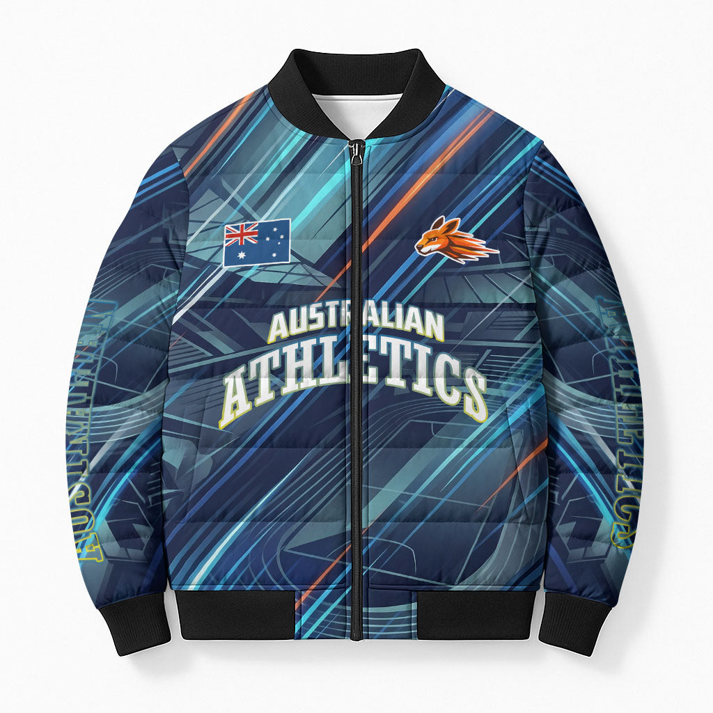 Australian Athletics Bomber Puffer Jacket Geometric Digital Sport Motion Art