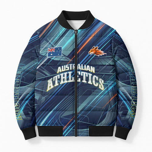 Australian Athletics Bomber Puffer Jacket Geometric Digital Sport Motion Art