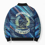 Australian Athletics Bomber Puffer Jacket Geometric Digital Sport Motion Art