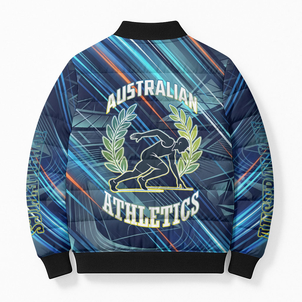 Australian Athletics Bomber Puffer Jacket Geometric Digital Sport Motion Art