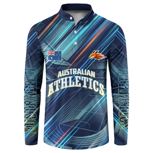 Australian Athletics Button Sweatshirt Geometric Digital Sport Motion Art