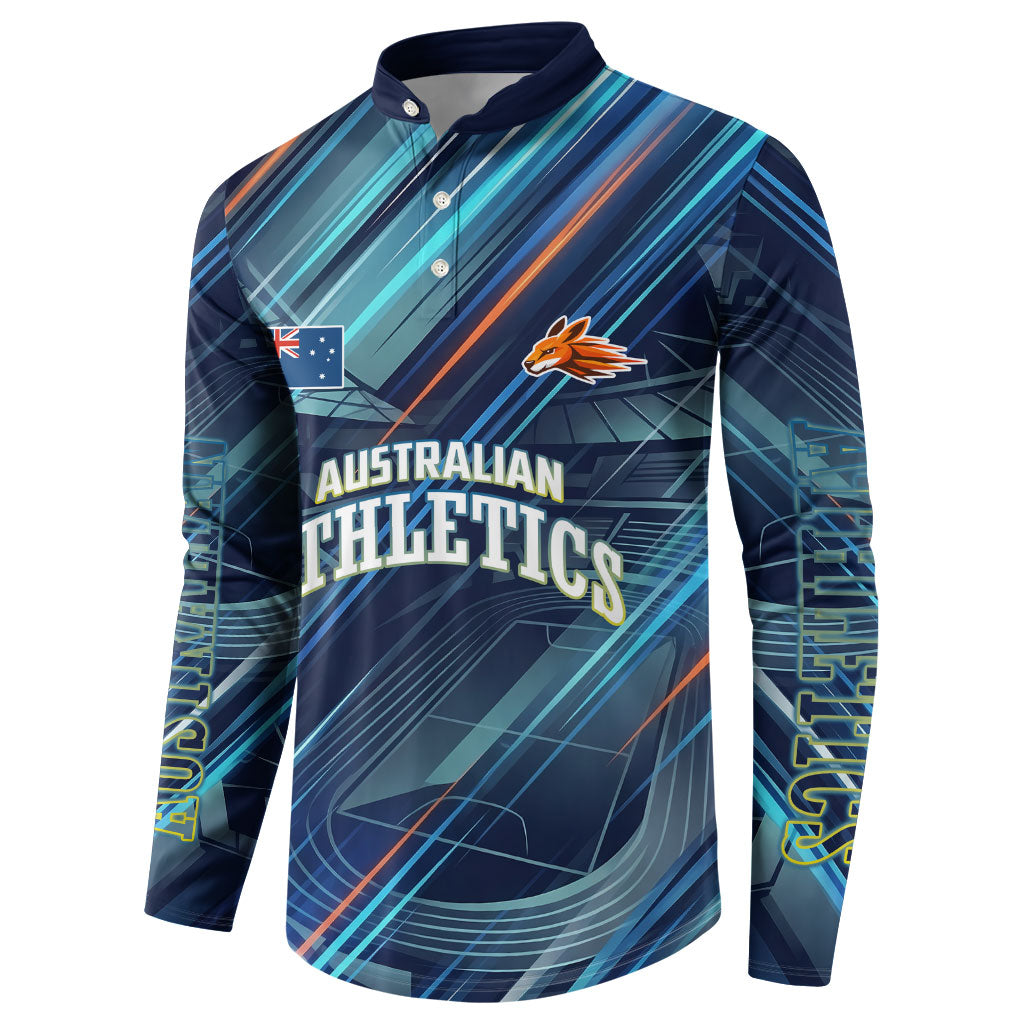 Australian Athletics Button Sweatshirt Geometric Digital Sport Motion Art