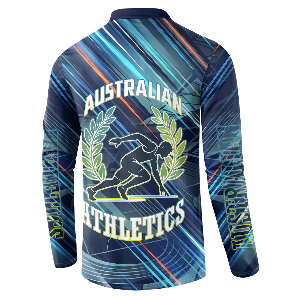 Australian Athletics Button Sweatshirt Geometric Digital Sport Motion Art
