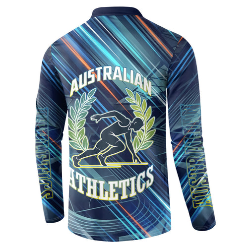 Australian Athletics Button Sweatshirt Geometric Digital Sport Motion Art