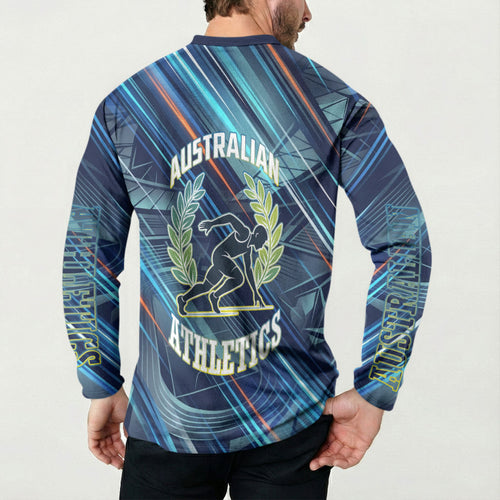 Australian Athletics Button Sweatshirt Geometric Digital Sport Motion Art