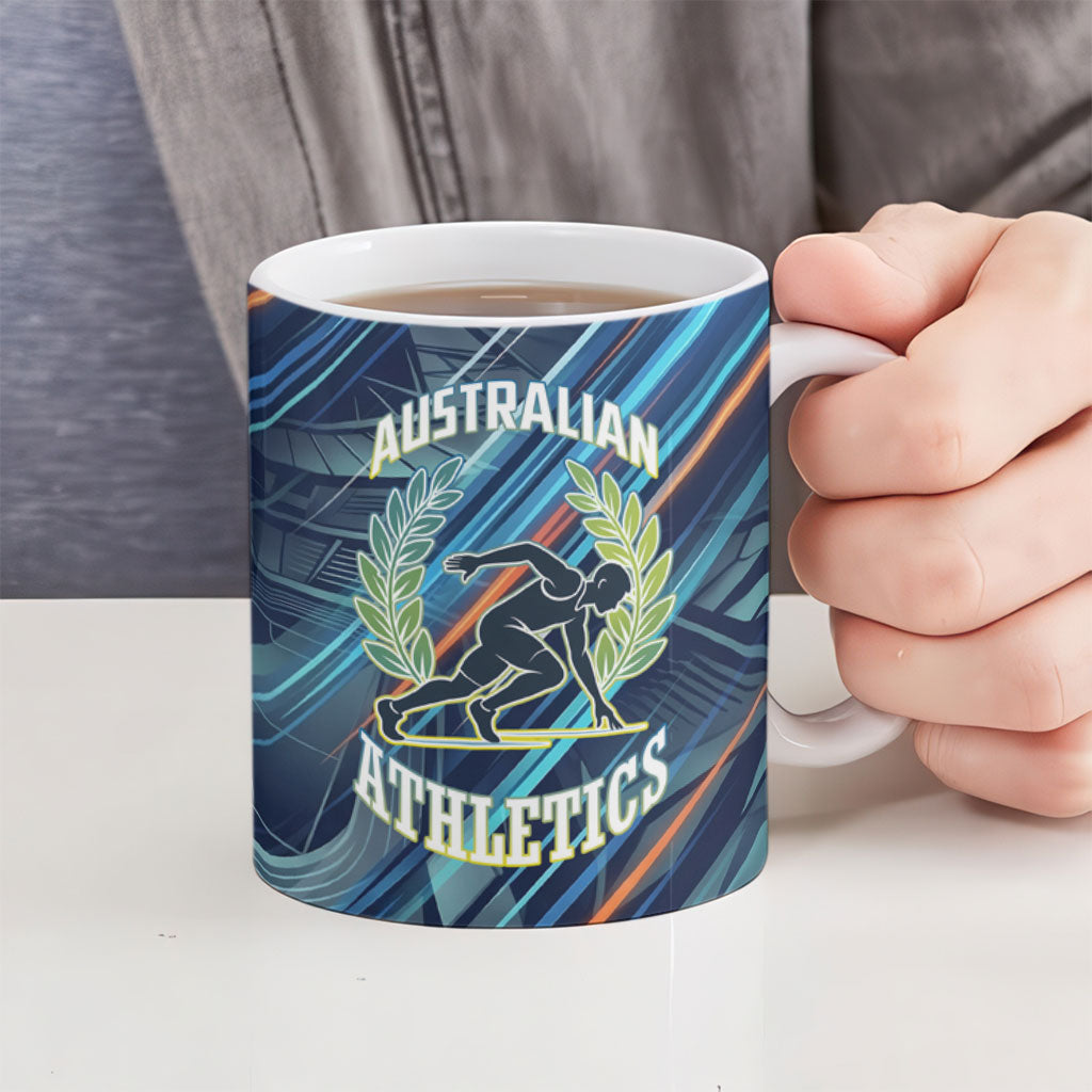 Australian Athletics Ceramic Mug Geometric Digital Sport Motion Art