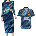 Australian Athletics Couples Matching Long Sleeve Bodycon Dress and Hawaiian Shirt Geometric Digital Sport Motion Art