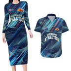 Australian Athletics Couples Matching Long Sleeve Bodycon Dress and Hawaiian Shirt Geometric Digital Sport Motion Art