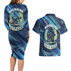 Australian Athletics Couples Matching Long Sleeve Bodycon Dress and Hawaiian Shirt Geometric Digital Sport Motion Art