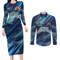 Australian Athletics Couples Matching Long Sleeve Bodycon Dress and Long Sleeve Button Shirt Geometric Digital Sport Motion Art