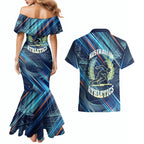 Australian Athletics Couples Matching Mermaid Dress and Hawaiian Shirt Geometric Digital Sport Motion Art