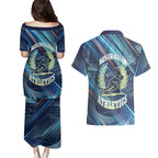 Australian Athletics Couples Matching Puletasi and Hawaiian Shirt Geometric Digital Sport Motion Art