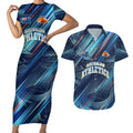 Australian Athletics Couples Matching Short Sleeve Bodycon Dress and Hawaiian Shirt Geometric Digital Sport Motion Art