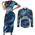 Australian Athletics Couples Matching Short Sleeve Bodycon Dress and Long Sleeve Button Shirt Geometric Digital Sport Motion Art