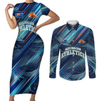 Australian Athletics Couples Matching Short Sleeve Bodycon Dress and Long Sleeve Button Shirt Geometric Digital Sport Motion Art